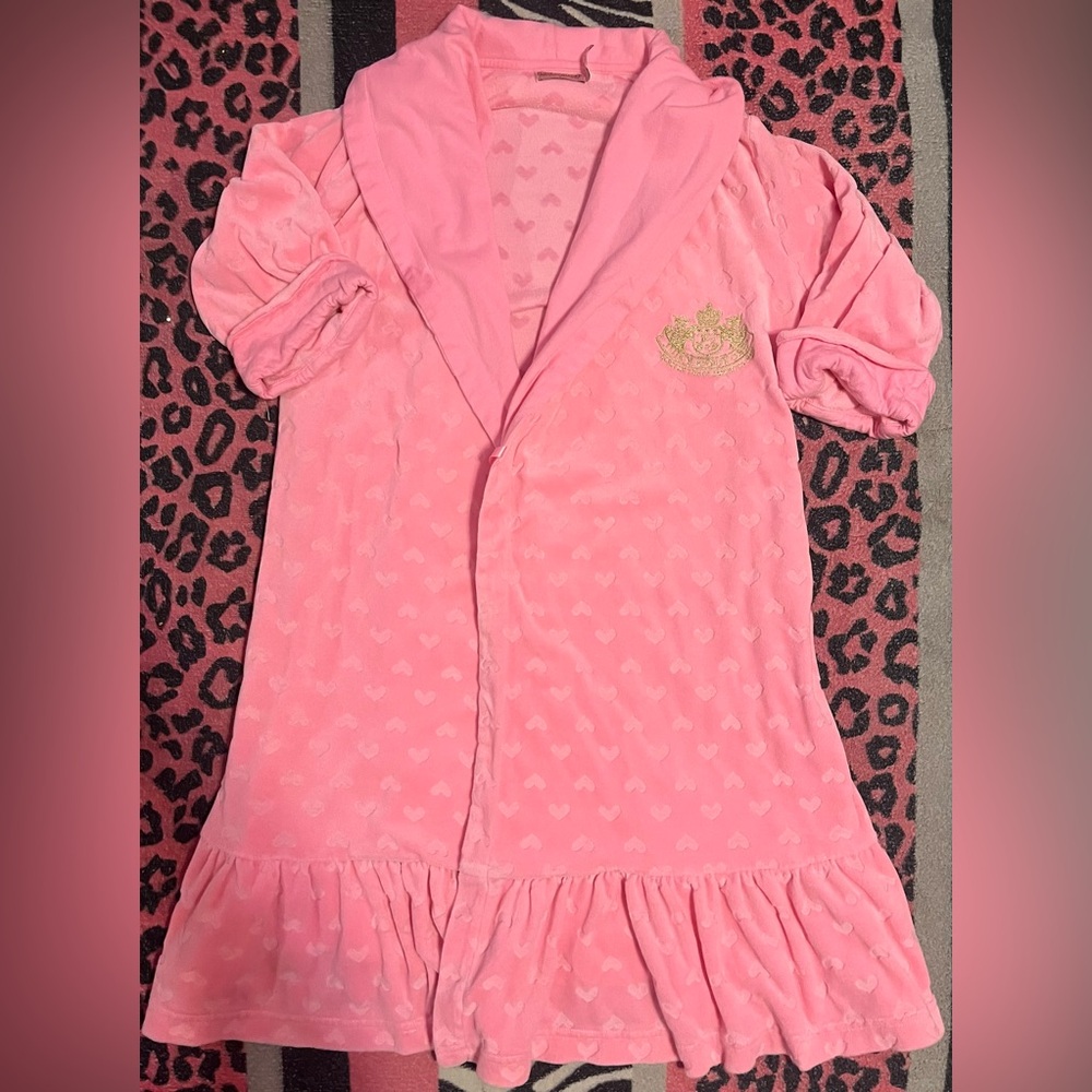 Vintage Juicy Couture Scottie Dog pink velour heart robe